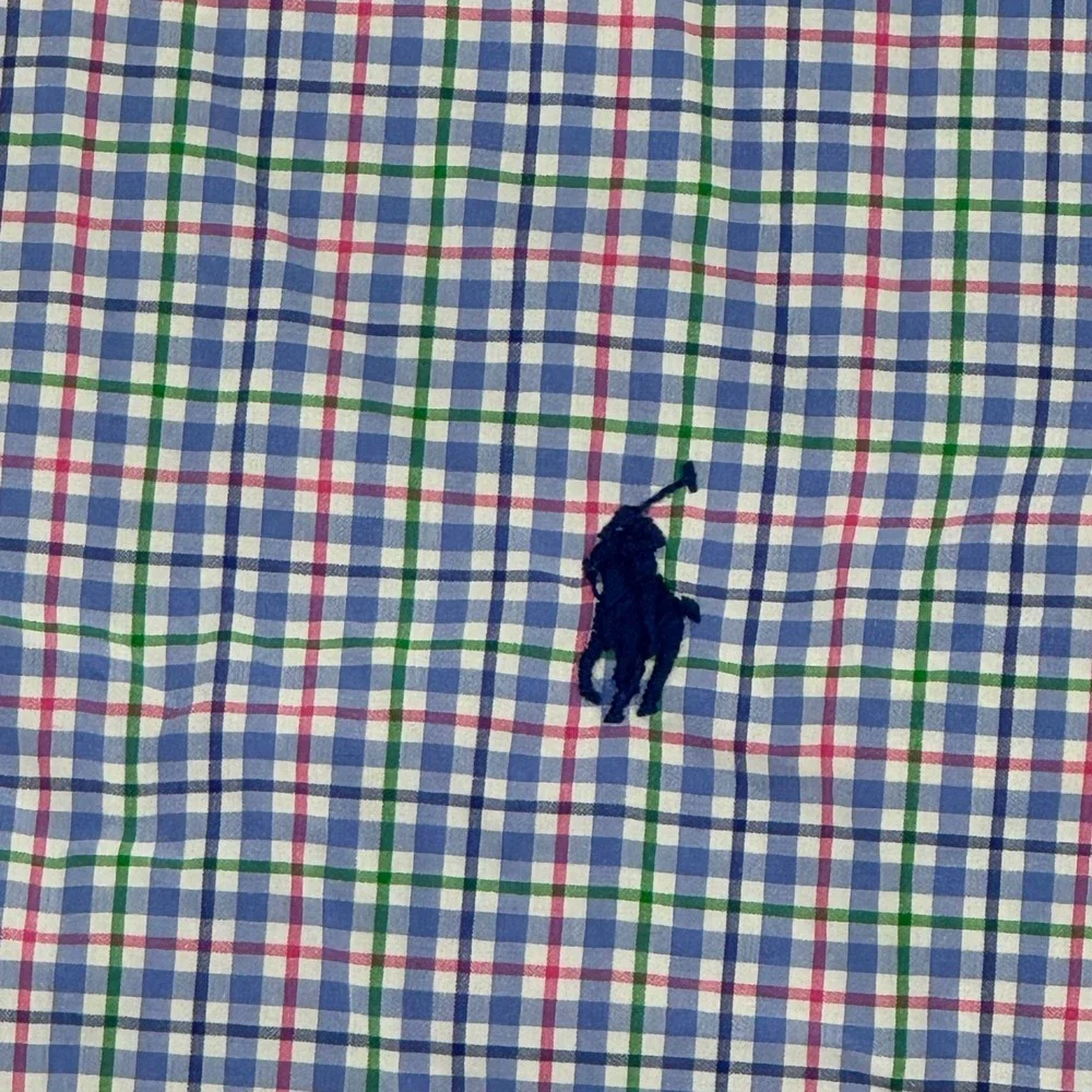 Polo‎ Ralph Lauren Men 2XB Big Plaid Button Down Shirt Blue Green Pink LS
